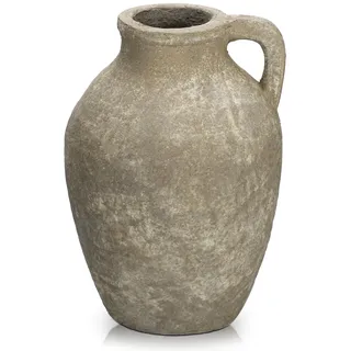 Rustikale Keramikvase Handgemachte Vintage Terrakotta-Vase Tischvase mit Griffen für Deko Wohnzimmer Home Office, Bohemian-Stil Vase für Pampasgras, Rustikales Antikes Dekor, Hohe 23cm