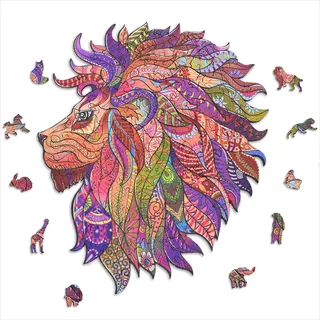 ACROPAQ - Holzpuzzle Löwe A4-150 Teile, 210 x 297 mm - Wooden Puzzle, Puzzle für Erwachsene, Holzpuzzle Erwachsene, Holz Puzzle Erwachsen, Puzzle Erwachsene