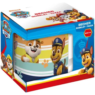 p:os 29460 - PAW Patrol - Tasse für Kinder, Trinkbecher für Jungen und Mädchen, ca. 200 ml Fassungsvermögen, Trinkgefäß aus Porzellan, im Geschenkkarton