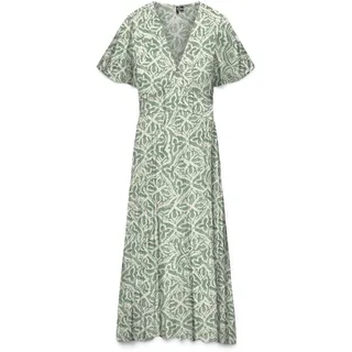 Sommerkleid VERO MODA "VMMENNY SS 7/8 V-NECK DRESS WVN GA", Damen, Gr. S, N-Gr, laurel wreath aop:camille, Web, Obermaterial: 100% Viskose, bedruckt, wadenlang, V-Ausschnitt, Kleider Sommerkleid, Viskose