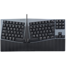 Perixx PERIBOARD-335RD DE, Kabelgebundene ergonomische mechanische Tastatur – Low-Profile Red Linear Switches – Programmierbare Funktion – Kompatibel mit Windows und Mac OS X – Deutsch QWERTZ