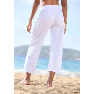 7/8-Strandhose BEACHTIME, Damen, Gr. 32/34, N-Gr, weiß, Jersey, Obermaterial: 95% Baumwolle, 5% Elasthan, figurumspielend 7/8-Länge, Hosen 7/8-Strandhose, aus weichem Jersey, Wide-Leg, Jogginghose, Relaxhose, Topseller