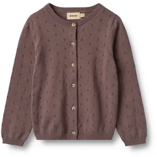 Strickjacke WHEAT "Knit Cardigan Maia", Mädchen, Gr. 122, lila (plum), Strick, Obermaterial: 100% Baumwolle, unifarben, A-Linie normal, Rundhals, Strickjacken Strickjacke, Baumwolle