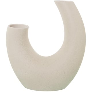 Abstrakte Tischvase aus Keramik in Beige, gesprenkelt, matt, 35 x 16 x 40 cm