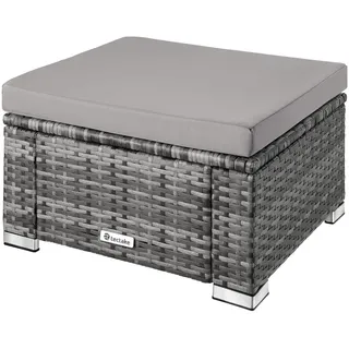 tectake Rattan-Sitzhocker Bitonto,53 x 53 x 26 cm, grau , Grau , Kunststoff , 53x26x53 cm , Gartenmöbel, Gartensessel, Gartenhocker