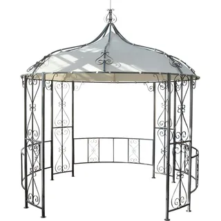Pergola Almeria, Rundpavillon Garten Pavillon, stabiles Stahl-Gestell Ø 3m creme - Beige
