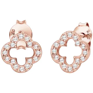 Elli Ohrringe Damen Kleeblatt Glücksbringer mit Zirkonia Kristalle in 925 Sterling Silber Rosé vergoldet