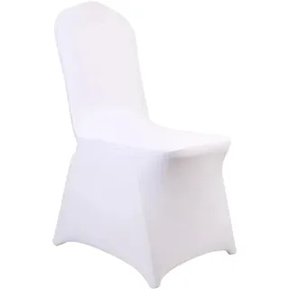 Stuhlhussen, modernes Design, vielseitige Verwendung, Weiß 100Stk Flach - Weiß