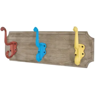 HAKU Möbel Garderobenleiste bunt, Vintage, Massivholz, Metall - Maße: B 35 cm x H 8 cm x T 13 cm, Style: Industrial