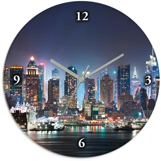 Artland Wanduhr »New York City Times Square« wahlweise mit Quarz- oder Funkuhrwerk, lautlos ohne Tickgeräusche, blau