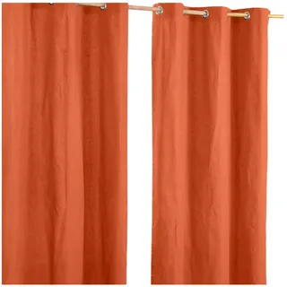 Homescapes Ösenvorhang blickdicht 2er-Set, 117/137 cm , Terracotta , Textil , Uni , 117x137 cm , Oeko-Tex® , Heimtextilien, Vorhänge, Fertigvorhänge, Ösenvorhänge