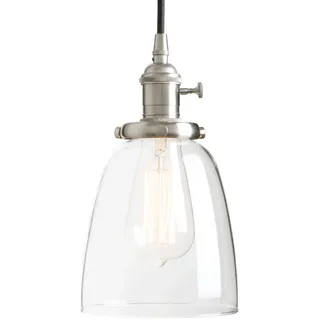 Phansthy Pendelleuchte Deckenlampe Vintage Industrie Hängeleuchte Hängelampe Lampe Kronleuchter aus Glas E27 Lampenfassung Deckenleuchte für Küche Keller Wohnzimmer (Gebürsteter Edelstahl Farbe)
