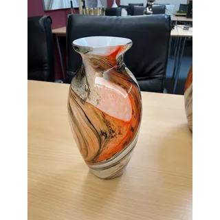 Glas Art Vase Smoky - orange, schwarz, weiß - Glas durchgefärbt - Höhe 33cm - wasserdichte Blumenvase