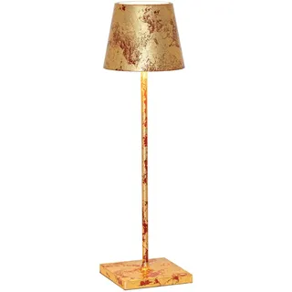 Zafferano, Poldina Pro Lampe, Kabellose, Wiederaufladbare Tischlampe mit Touch Control, Für den Innenbereich Geeignet, Dimmer, 2200-3000 K, Höhe 38 cm, Farbe Rot - Craquelé-Blattgold