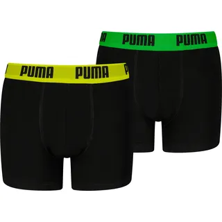 Boxershorts PUMA "PUMA BOYS EVERYDAY BASIC BOXERS 2P", Jungen, Gr. 158/164, schwarz (schwarz, various logo colors), Jersey, Obermaterial: 95% Baumwolle, 5% Elasthan, normal, Unterhosen Boxershorts, Boys, mit Logobund, elastisch