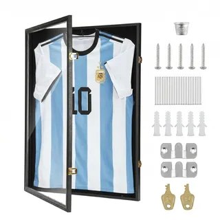 Walasis Trikotrahmen 60x80 bilderrahmen für Trikot: 3d Rahmen für Fußball Trikot - Groß Objektrahmen für Kinder Erwachsene Basketball T Shirt Schwarz