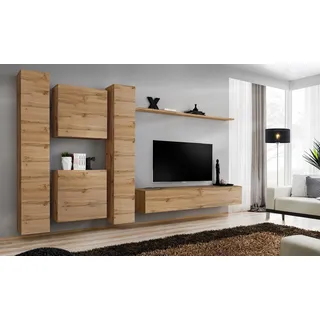 Designer Wohnwand Wand Regale Holzmöbel Wohnzimmer Luxus Holz Möbel Stil Modern - Grau