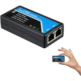 Revotech PoE-Extender mit 2 Ports, IEEE 802.3af/at, kompatibel mit 10/100 Mbit/s RJ45, Repeater 100 m (328 ft), Adapter 1 in 2 Ausgänge für Kamera/Gerät (POE5003)