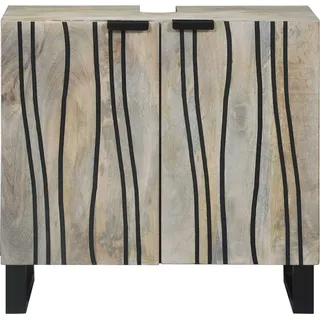 vidaXL Waschbeckenschrank mit Regal Weiß 62 x 33 x 58 cm Holzwerkstoff - Weiß