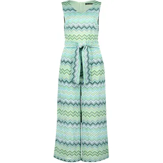 Jumpsuit BETTY BARCLAY "Jumpsuit mit V-Ausschnitt", Damen, Gr. 48, EURO, blau (blau, grün), Obermaterial: 98% Polyester Pol. recyc.. 2% Elasthan EL., Overalls Jumpsuit
