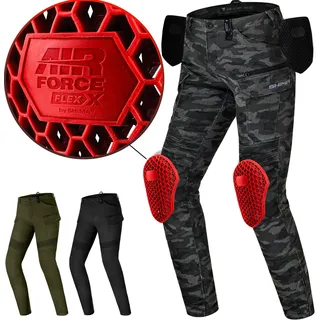 SHIMA Giro 3.0 Motorrad Hose Damen mit Protektoren AirForce Knieprotektoren Motorradhose Kurzgrößen Hosen für Mann Protektorenhose Textilhose Urban Stretch Cargohose Lang (Frauen, Camo, 28/32)