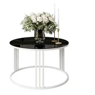 lookway Lori Glass Weiß Schwarz Rund 70 x 47 cm