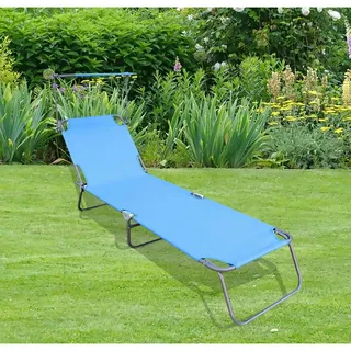 VCM Gartenliege 185 x 55 x 24 cm blau klappbar 