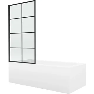 Mexen Cubik Rechteckbadewanne 160 x 70 cm mit Verkleidung und 1-flügeligem Paravent 70 cm, schwarzes Muster - 550316070X9307017?