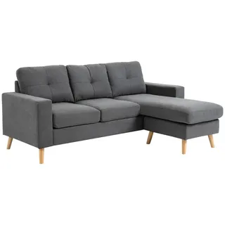 Homcom Ecksofa Eckcouch in L-Form, Eckgarnitur in Leinenoptik Couchgarnitur Dunkelgrau , Textil , Füllung: Schaumstoff,Schaumstoff , 193x136 cm , Wohnzimmer, Sofas & Couches, Wohnlandschaften, Ecksofas