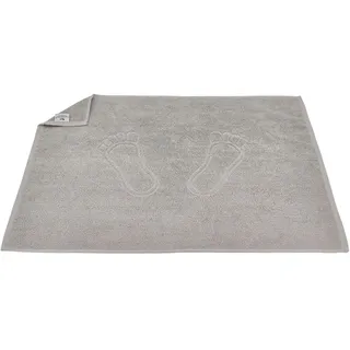 Carenesse 2er Set Badvorleger mit Fußabdruck 50 x 70 cm grau I Saugstarke Badematte aus Baumwolle: Premium Hotelqualität Öko-Tex 100 I Badematten Set kurzflorig I Duschvorleger dick & fusselfrei