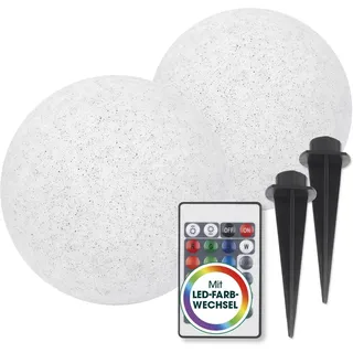 EasyMaxx Solarleuchte Kunststoff 30 cm 2er Set grau/weiß