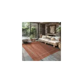 Outdoor Teppich Einfarbig Wetterfest Terasse Balkon Garten Küchenteppich Flachgewebe Sisal Optik, Größe: 80 x 250 cm, Farbe: Kupfer