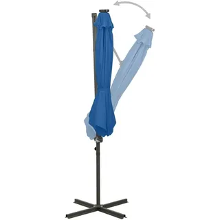 vidaXL Ampelschirm mit LED-Beleuchtung 300 cm Azurblau - Blau
