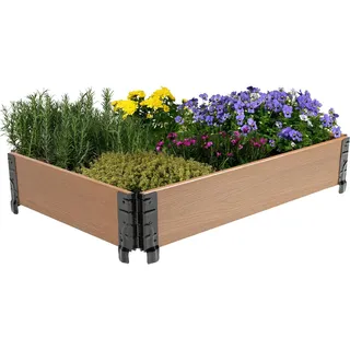 dobar® wetterfeste Palettenrahmen Hochbeet aus wetterfestem WPC - Frühbeet-Umrandung stapelbar für Anzucht - 90 x 60 cm - Braun