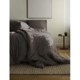 BIERBAUM Bettwäsche 4135, Jersey Melange Uni, Designed in Germany, Taupe 80, 135x200 und 80x80 cm