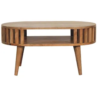 Artisan Furniture Couchtisch aus Massivholz, Offener Stauraum, Nordische Beine , Kastanienfarben , Metall , Echtholz,Mangoholz , Holz Optik , Rund , 80x50x50 cm , FSC 100%, Handmade in India , Wohnzimmer, Wohnzimmertische, Couchtische