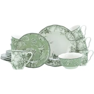 Kombiservice CREATABLE "Adelaide, Service 16-tlg.", grün, 16, Porzellan, Geschirr-Sets, Kombiservice, Nostalgischer Vintage Dekor, Elegante Form