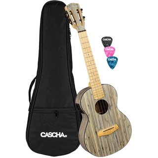 Cascha 2317E Tenor Ukulele Bamboo Graphit Bundle mit Tonabnehmer