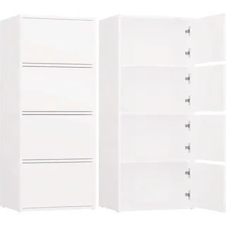 Moderne 4-türige Kommode ALMA mit grifflosem TIP-ON-System | Farbe: Weiß | 50x119x40 cm