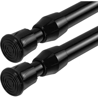 AIZESI 2 Stück Vorhangstange Ohne Bohren Spannstange Teleskopstange Vorhang für Badezimmer, Fenster, Kleiderschrank 69-100CM Schwarz