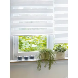 GARDINIA Doppelrollo "mit Aluminiumkassette" Lichtschutz Sichtschutz mit Bohren freihängend Hochwertige Optik und Staubschutz, weiß