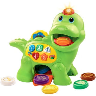 VTech Baby Fütter mich Dino – Sprechender Dinosaurier zum Füttern und Lernen, mit Liedern, Tasten und Quiz-Spiel – Für Kinder von 12-36 Monaten, Mehrfarbig