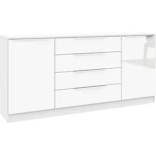 borchardt Möbel Kommode BORCHARDT MÖBEL "Oliva, Kommode mit Metallgriffen", weiß (weiß matt, weiß hochglanz), B:166cm H:78cm T:35cm, Holzwerkstoff, Sideboards, Kommode, mit 4 Schubkästen