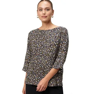 Zero Damen Bluse geblümt mit 3/4 Arm 44, BlackCream - 44