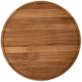 Boska Pizzabrett Friends XL/Pizza Teller/Eichenholz / ⌀40cm / Pizza Blech Rund mit Praktischer Auffangrinne/Auch zum Frühstück, Mittag- und Abendessen