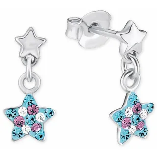 Prinzessin Lillifee Ohrstecker Stern blau-rosa-silber 925 rhodiniert mit Kristallstein
