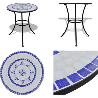 vidaXL Bistrotisch Blau und Weiß 60 cm Mosaik - Tisch - Tische - Gartentisch - Gartentische - Blau