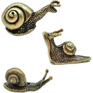 Set aus 3 Metall-Schnecken für Gartendekoration - Retro-Skulpturen für Innen- und Außenbereiche - Bronze