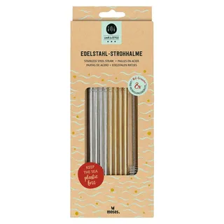 Wiederverwendbare Metallstrohhalme | Stylische Trinkhalme aus Edelstahl | Im 8er-Set | cook & STYLE | 4 goldene & 4 silberne Strohhalme