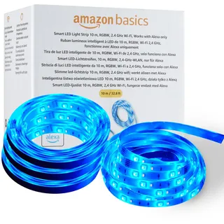 Amazon Basics Smarter LED-Lichtstreifen, 10 m, RGBW, nur für Alexa geeignet, Mehrfarbig